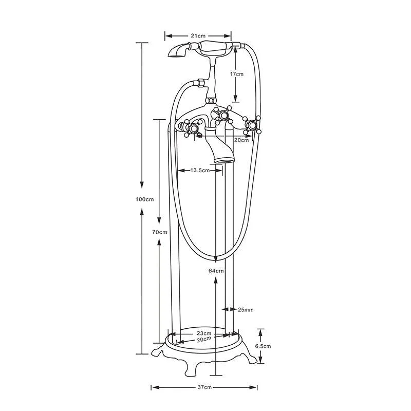 Traditional Style Freestanding Tub Filler Copper Floor Mount Freestanding Tub Filler -Bathlova