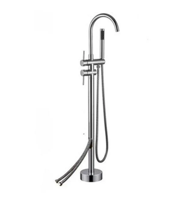 Traditional Style Freestanding Tub Filler Floor Mount Copper Freestanding Tub Filler -Bathlova