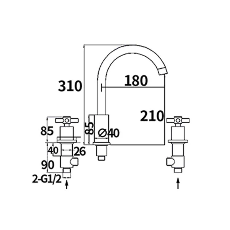 Traditional Style Roman Tub Tap Copper Deck-Mount Roman Tub Tap -Bathlova