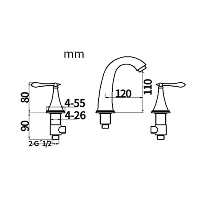 Traditional Style Roman Tub Tap Copper Deck-Mount Roman Tub Tap -Bathlova