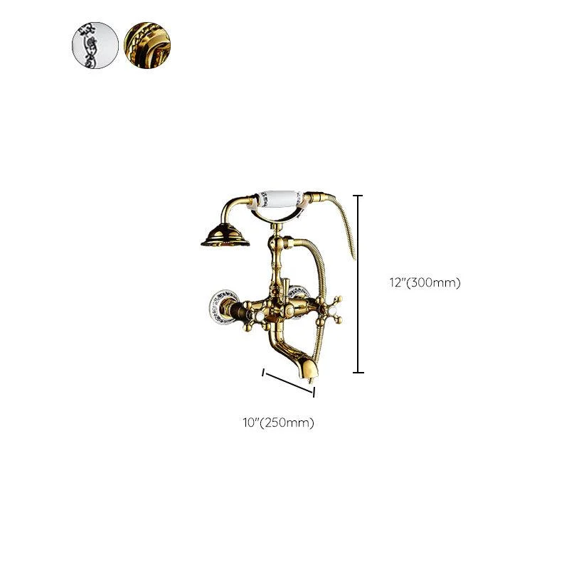 Traditional Style Tub Tap Copper Wall-mounted Tub Tap with Hand Shower -Bathlova