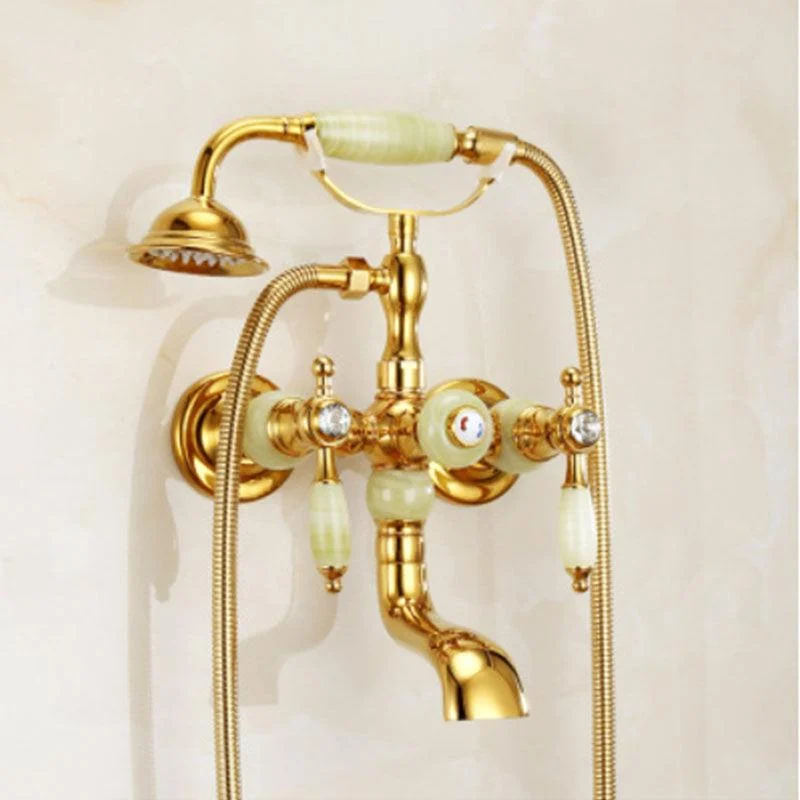 Traditional Style Tub Tap Copper Wall-mounted Tub Tap with Hand Shower -Bathlova