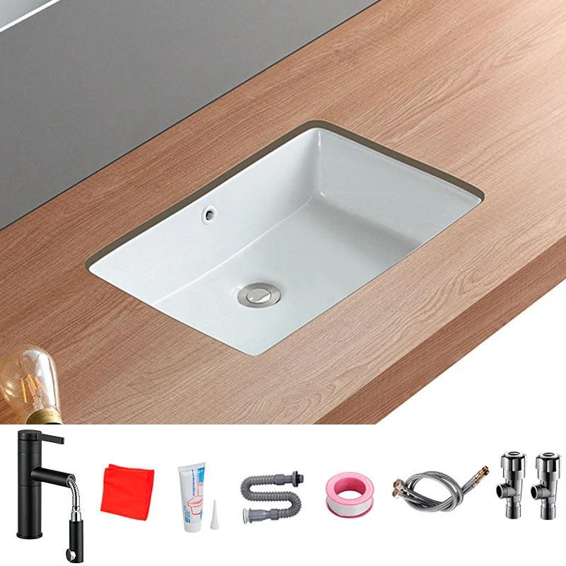 Traditional Undermount Bathroom Sink Porcelain with Overflow Basin Sink -Bathlova