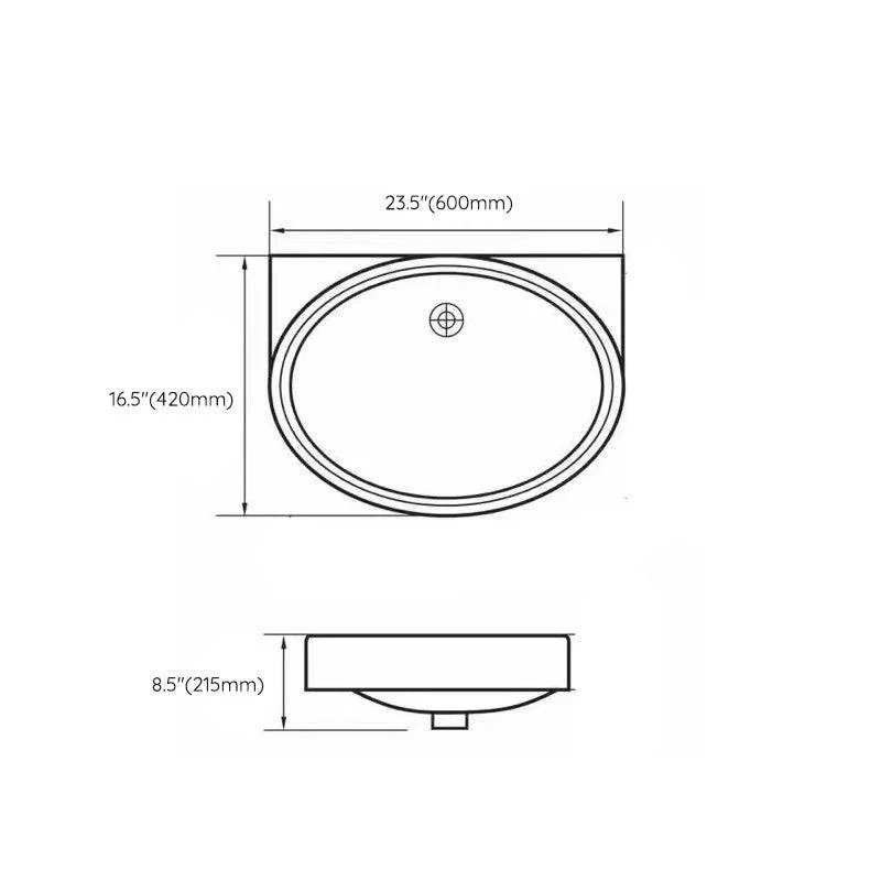 Traditional Undermount Bathroom Sink Porcelain with Overflow Basin Sink(Without Tap) -Bathlova