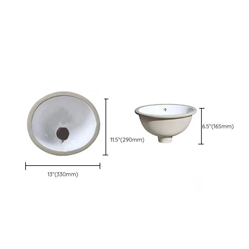 Traditional Undermount Bathroom Sink Porcelain with Overflow Basin Sink(Without Tap) -Bathlova