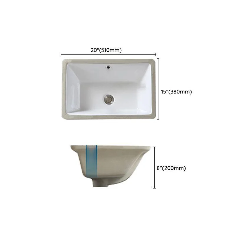 Traditional Undermount Bathroom Sink Porcelain with Pop-Up Drain Basin -Bathlova