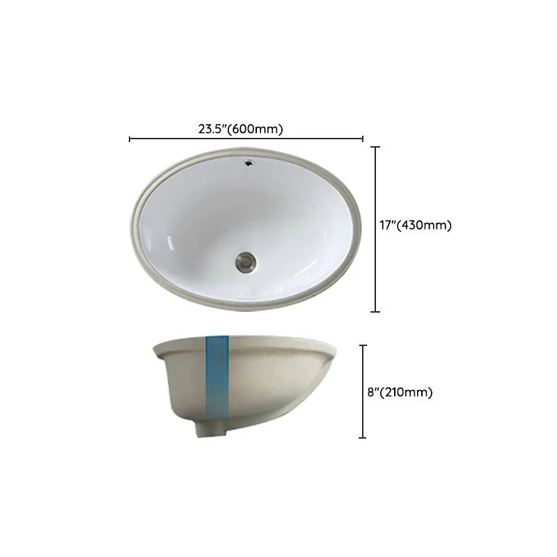 Traditional Undermount Bathroom Sink Porcelain with Pop-Up Drain Basin -Bathlova