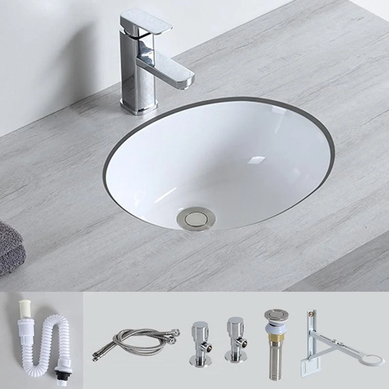 Traditional Undermount Bathroom Sink Porcelain with Pop-Up Drain Basin -Bathlova