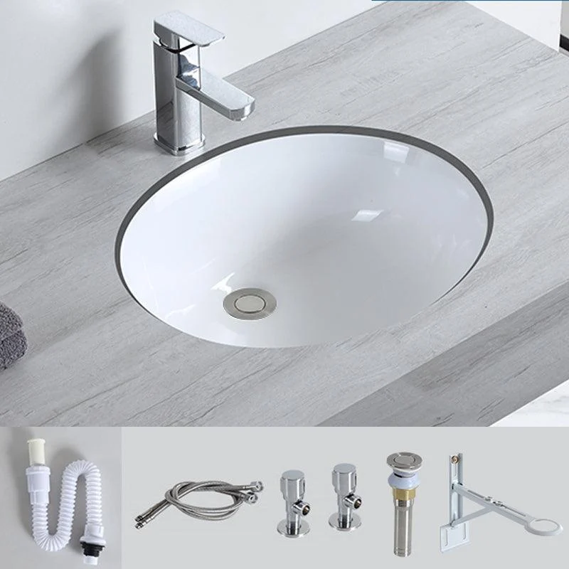 Traditional Undermount Bathroom Sink Porcelain with Pop-Up Drain Basin -Bathlova