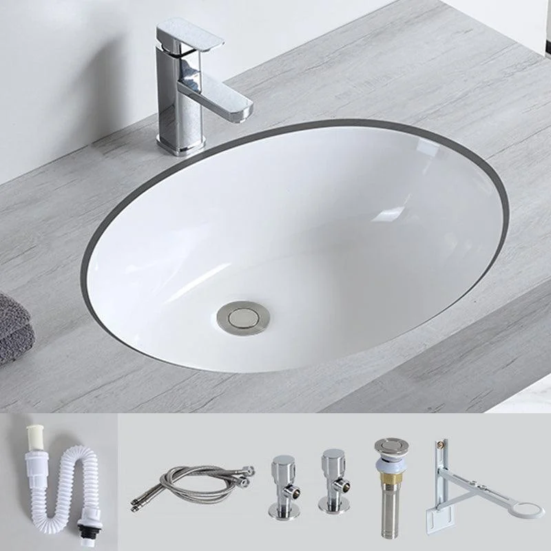 Traditional Undermount Bathroom Sink Porcelain with Pop-Up Drain Basin -Bathlova