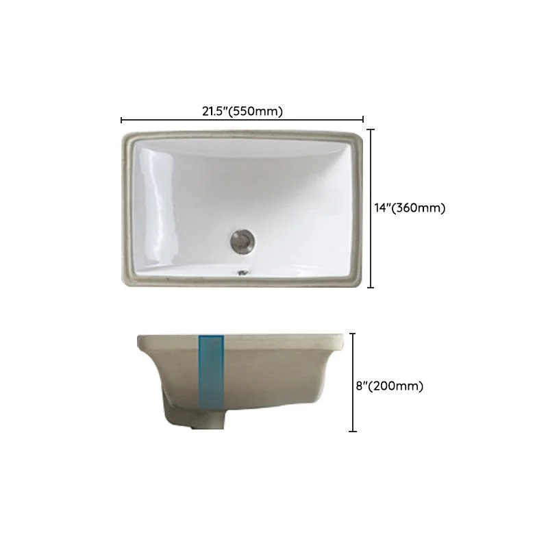 Traditional Undermount Bathroom Sink Porcelain with Pop-Up Drain Basin -Bathlova