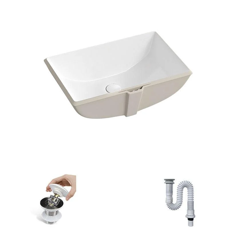 Traditional Undermount Bathroom Sink Porcelain with Pop-Up Drain Vessel -Bathlova