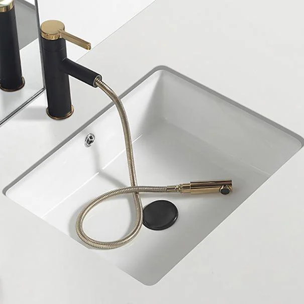 Traditional Undermount Bathroom Sink Round Porcelain Shut-Off Valve Included Basin Sink -Bathlova