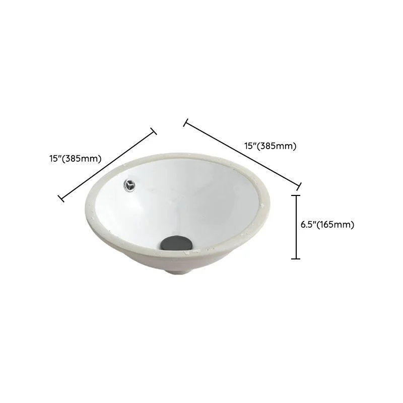 Traditional Undermount Bathroom Sink Round Porcelain Shut-Off Valve Included Basin Sink -Bathlova