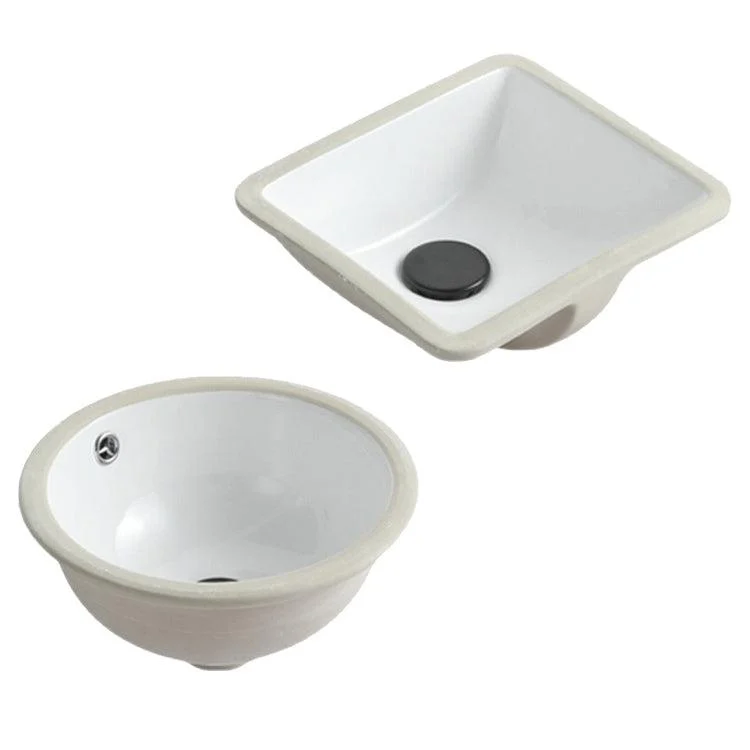 Traditional Undermount Bathroom Sink Round Porcelain Shut-Off Valve Included Basin Sink -Bathlova