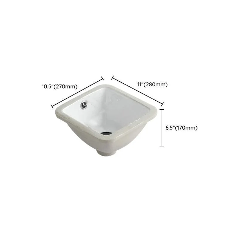 Traditional Undermount Bathroom Sink Round Porcelain Shut-Off Valve Included Basin Sink -Bathlova