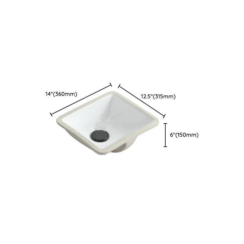 Traditional Undermount Bathroom Sink Round Porcelain Shut-Off Valve Included Basin Sink -Bathlova