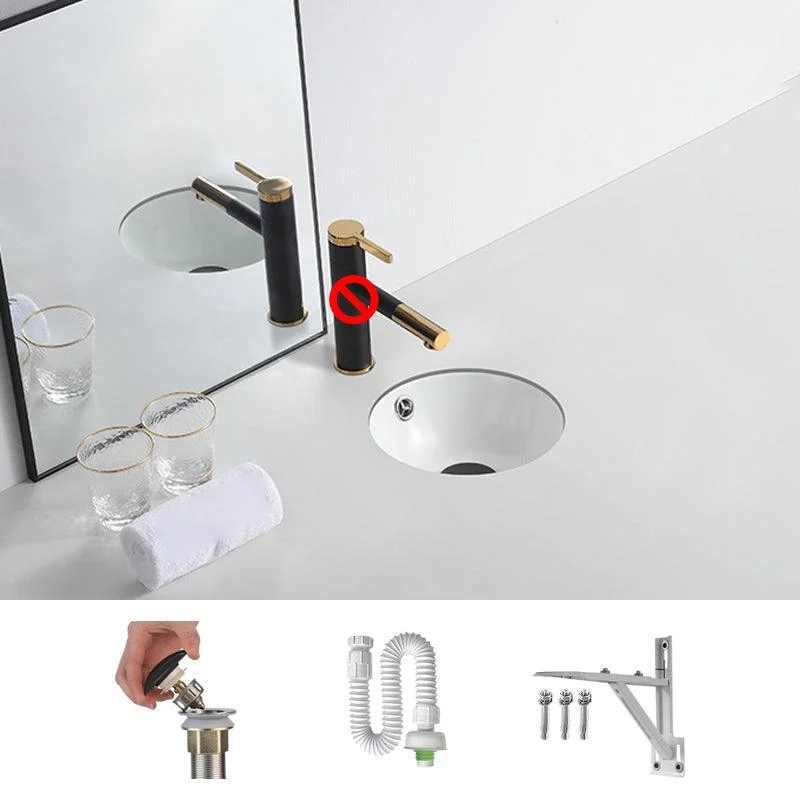 Traditional Undermount Bathroom Sink Round Porcelain Shut-Off Valve Included Basin Sink -Bathlova