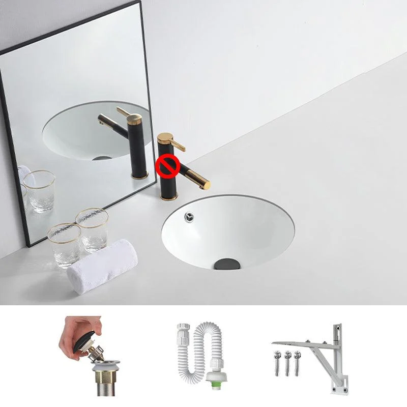 Traditional Undermount Bathroom Sink Round Porcelain Shut-Off Valve Included Basin Sink -Bathlova