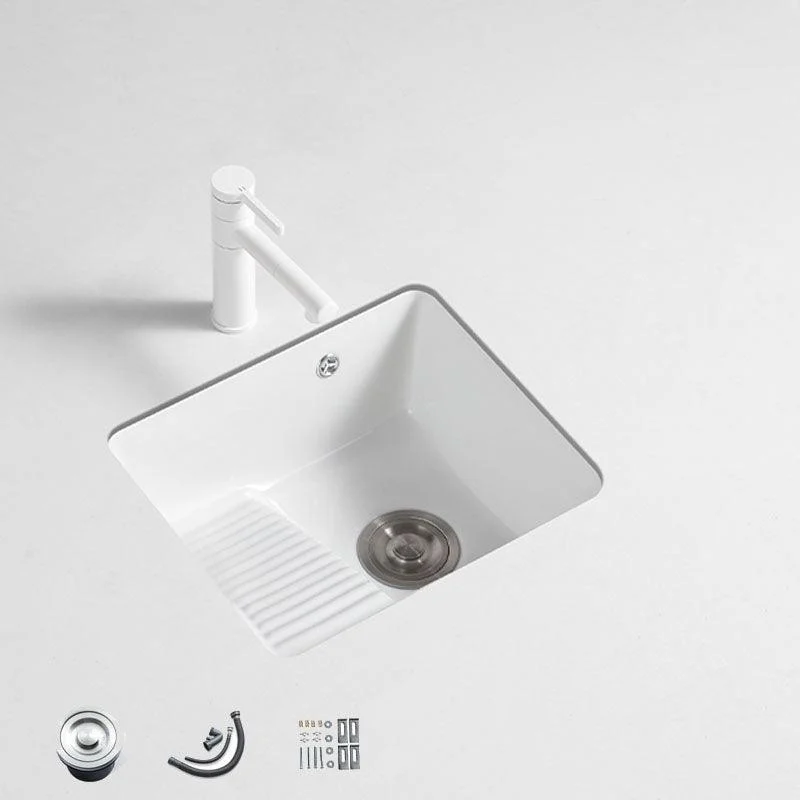 Traditional Undermount Vanity Sink Porcelain Rectangular with Overflow Basin Sink -Bathlova