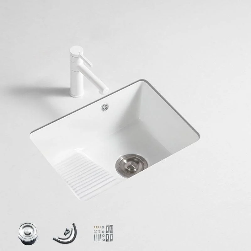 Traditional Undermount Vanity Sink Porcelain Rectangular with Overflow Basin Sink -Bathlova