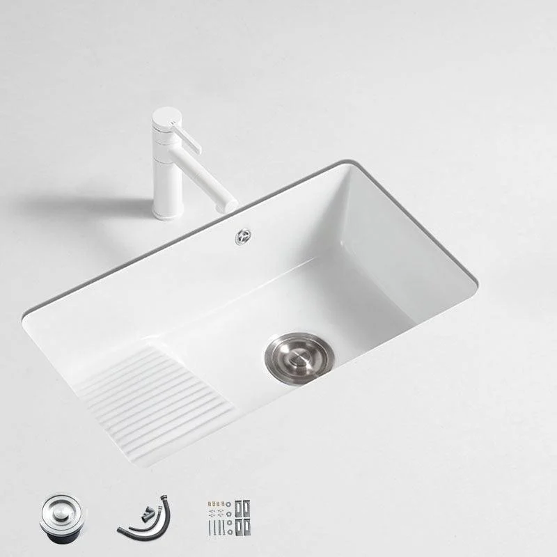 Traditional Undermount Vanity Sink Porcelain Rectangular with Overflow Basin Sink -Bathlova