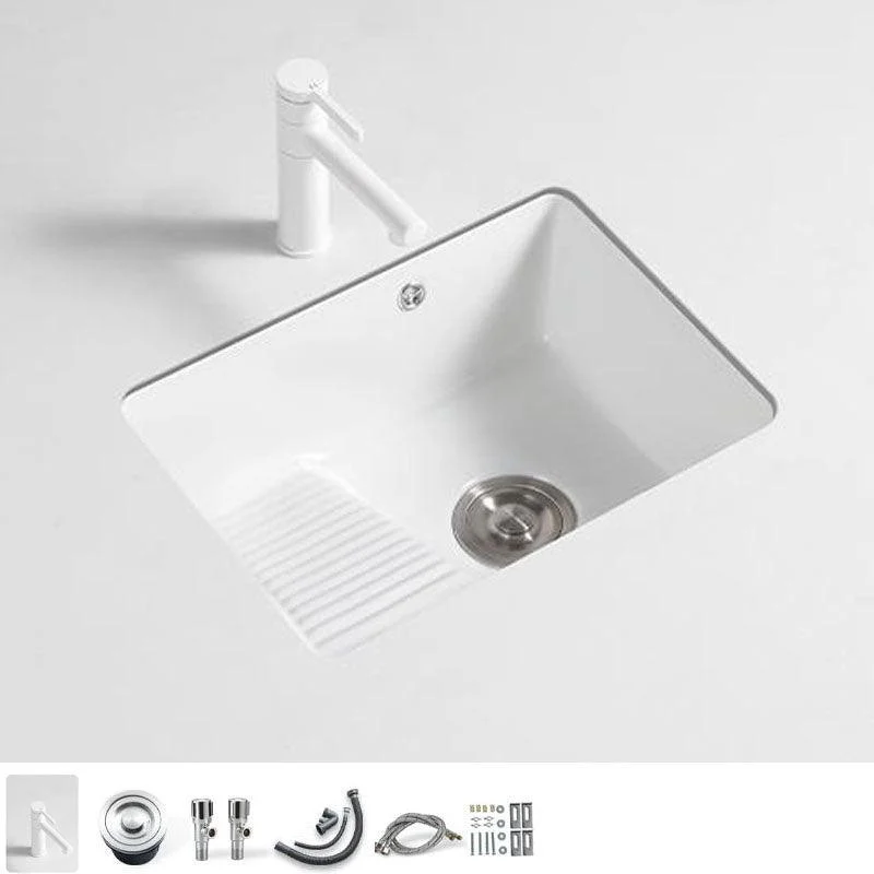 Traditional Undermount Vanity Sink Porcelain Rectangular with Overflow Basin Sink -Bathlova