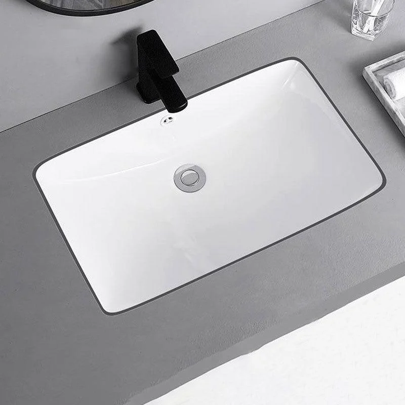 Traditional Undermount Vanity Sink Porcelain Rectangular with Pop-Up Drain Vessel Sink -Bathlova