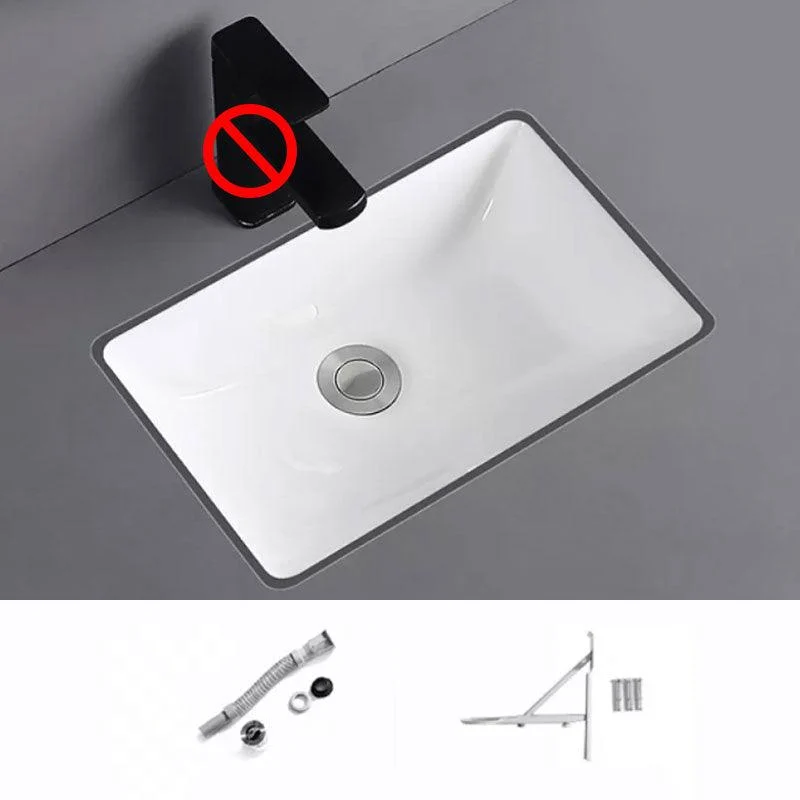 Traditional Undermount Vanity Sink Porcelain Rectangular with Pop-Up Drain Vessel Sink -Bathlova