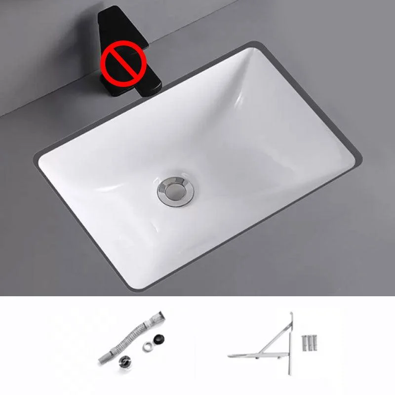 Traditional Undermount Vanity Sink Porcelain Rectangular with Pop-Up Drain Vessel Sink -Bathlova