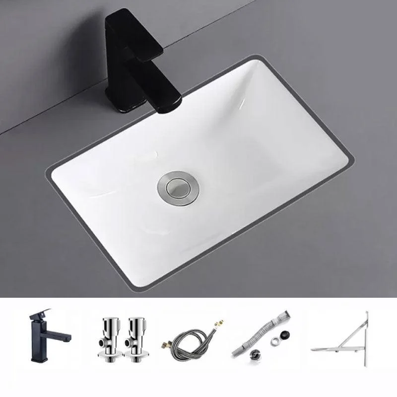 Traditional Undermount Vanity Sink Porcelain Rectangular with Pop-Up Drain Vessel Sink -Bathlova