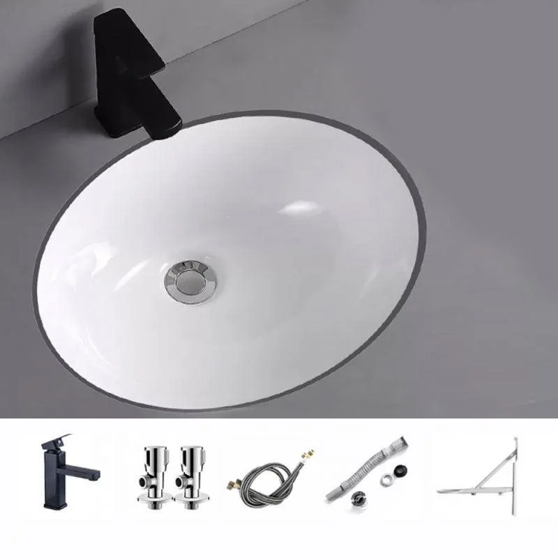 Traditional Undermount Vanity Sink Porcelain Rectangular with Pop-Up Drain Vessel Sink -Bathlova