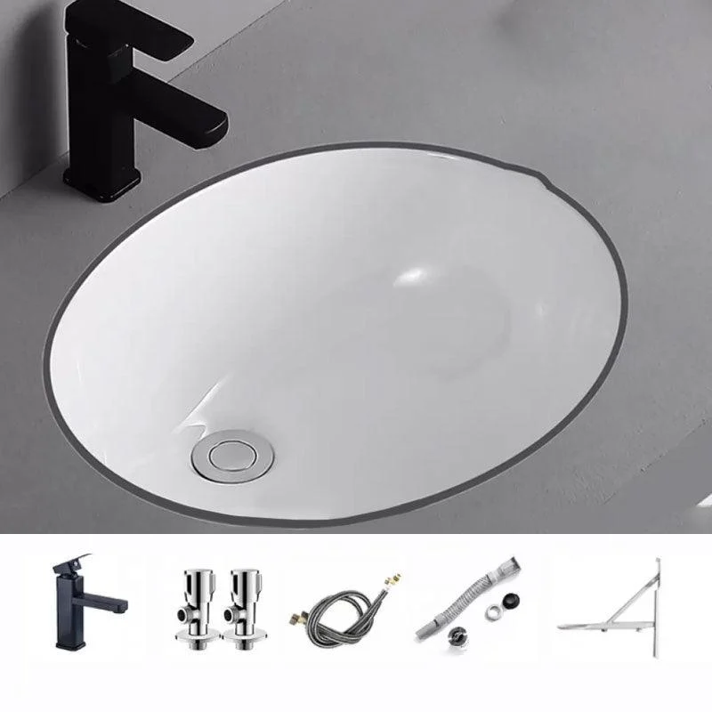 Traditional Undermount Vanity Sink Porcelain Rectangular with Pop-Up Drain Vessel Sink -Bathlova