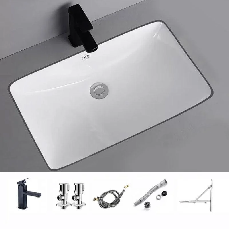 Traditional Undermount Vanity Sink Porcelain Rectangular with Pop-Up Drain Vessel Sink -Bathlova