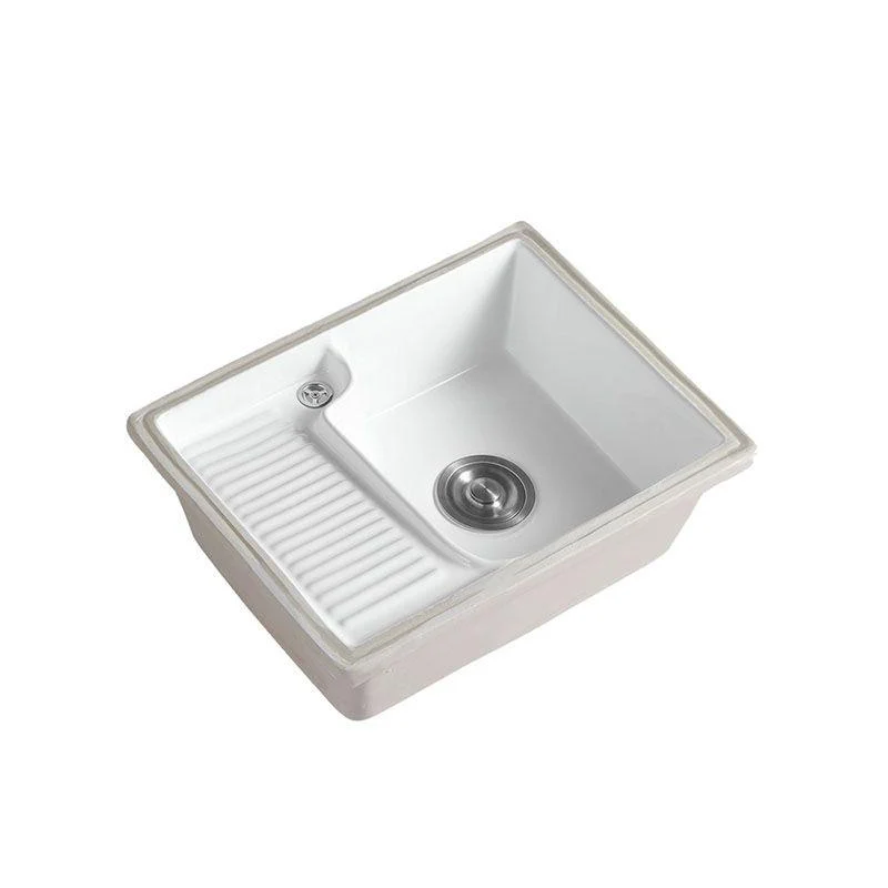 Traditional Undermount Vanity Sink Rectangular Porcelain Right Basin Bathroom Sink -Bathlova