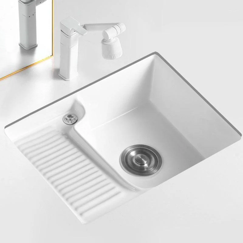 Traditional Undermount Vanity Sink Rectangular Porcelain Right Basin Bathroom Sink -Bathlova