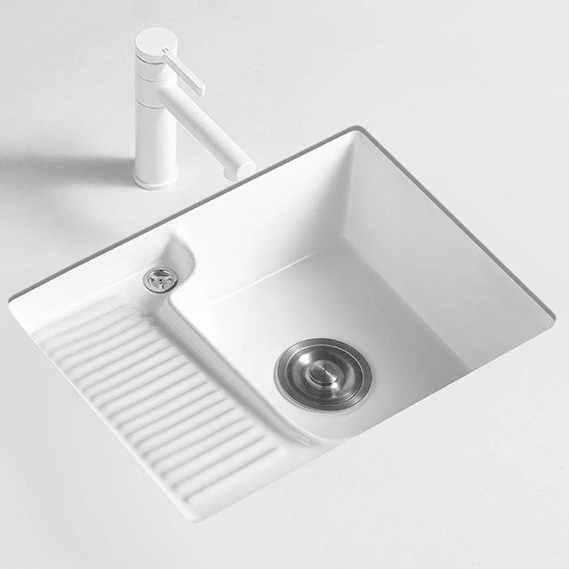 Traditional Undermount Vanity Sink Rectangular Porcelain Right Basin Bathroom Sink -Bathlova