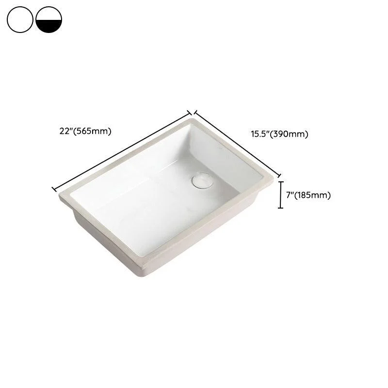 Traditional Undermount Vanity Sink Rectangular Porcelain with Overflow Vessel -Bathlova