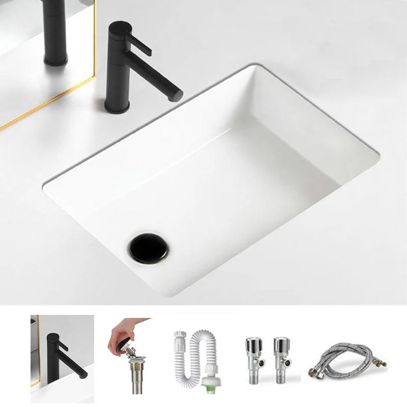 Traditional Undermount Vanity Sink Rectangular Porcelain with Overflow Vessel -Bathlova