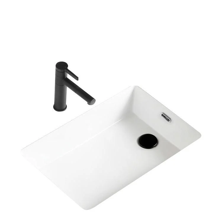 Traditional Undermount Vanity Sink Rectangular Porcelain with Overflow Vessel -Bathlova