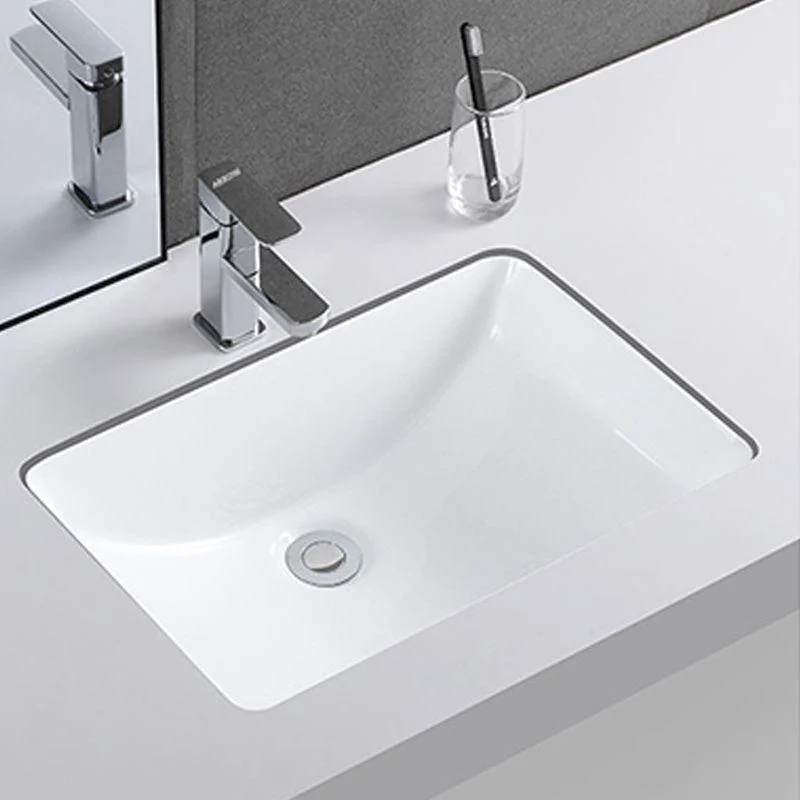 Traditional Undermount Vanity Sink Rectangular Porcelain with Pop-Up Drain Basin Sink -Bathlova