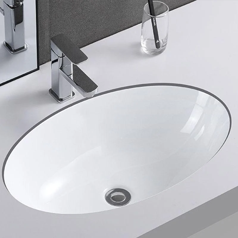 Traditional Undermount Vanity Sink Rectangular Porcelain with Pop-Up Drain Basin Sink -Bathlova