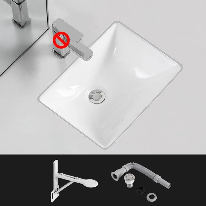 Traditional Undermount Vanity Sink Rectangular Porcelain with Pop-Up Drain Basin Sink -Bathlova