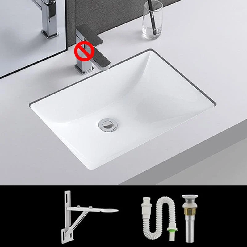 Traditional Undermount Vanity Sink Rectangular Porcelain with Pop-Up Drain Basin Sink -Bathlova