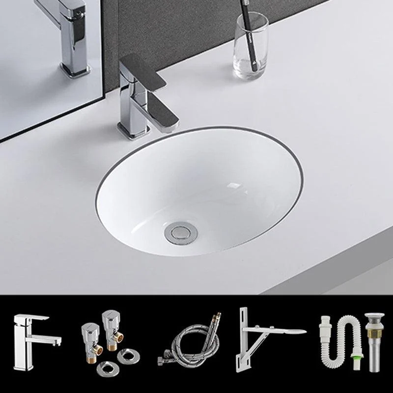 Traditional Undermount Vanity Sink Rectangular Porcelain with Pop-Up Drain Basin Sink -Bathlova