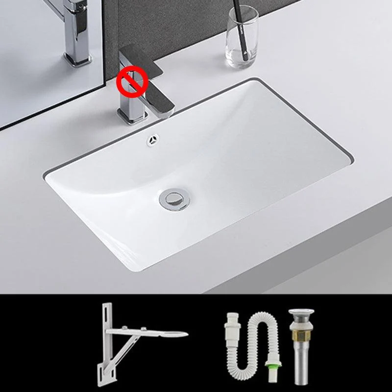 Traditional Undermount Vanity Sink Rectangular Porcelain with Pop-Up Drain Basin Sink -Bathlova