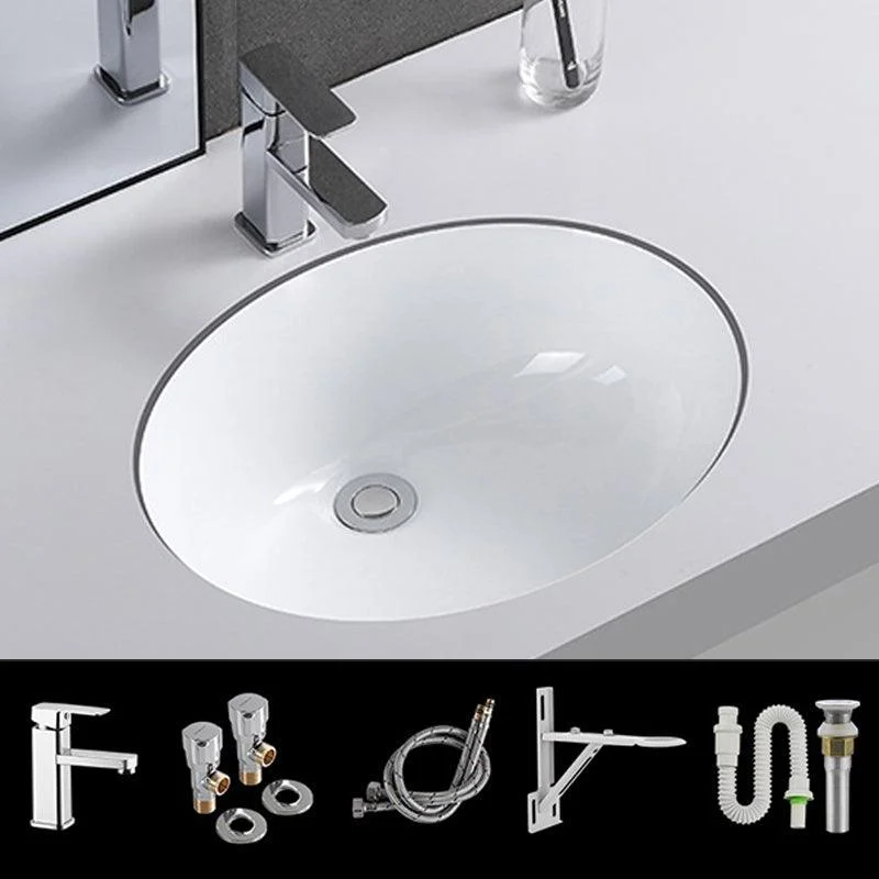 Traditional Undermount Vanity Sink Rectangular Porcelain with Pop-Up Drain Basin Sink -Bathlova