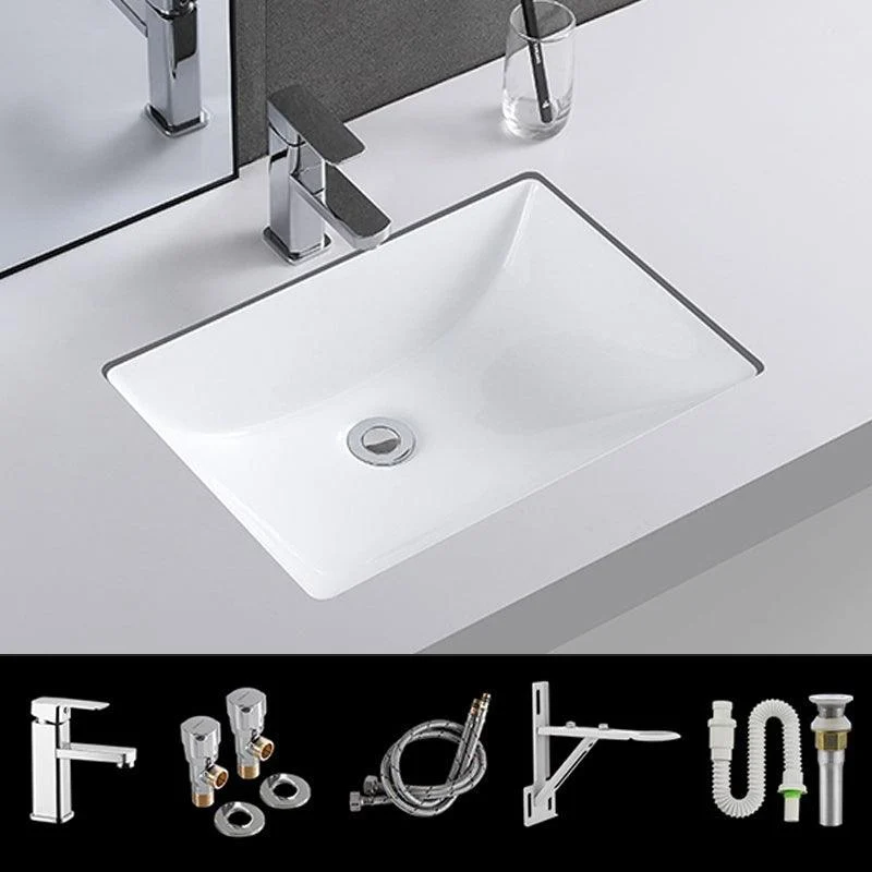 Traditional Undermount Vanity Sink Rectangular Porcelain with Pop-Up Drain Basin Sink -Bathlova