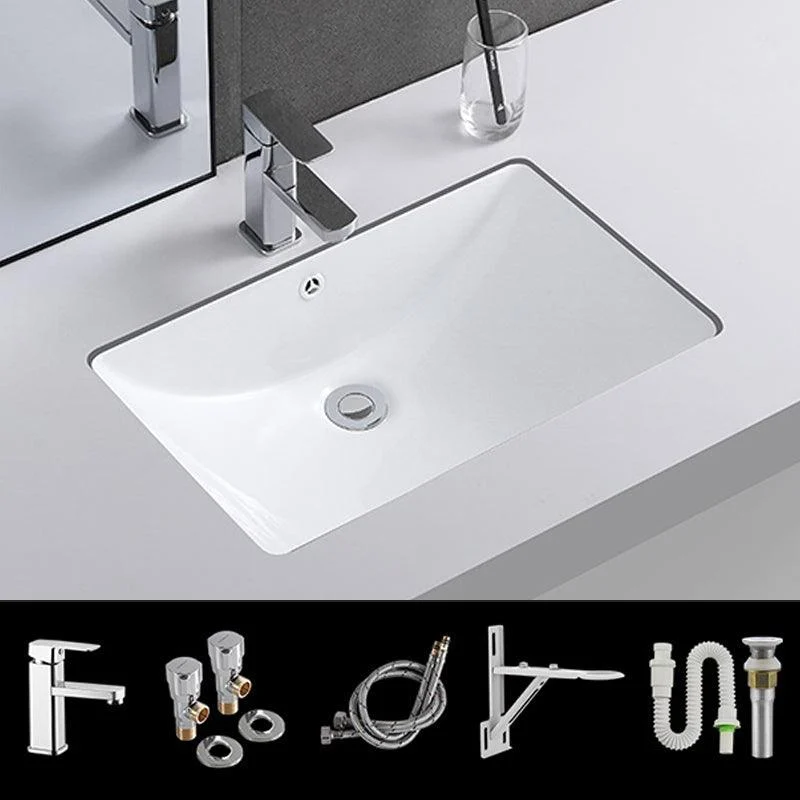 Traditional Undermount Vanity Sink Rectangular Porcelain with Pop-Up Drain Basin Sink -Bathlova