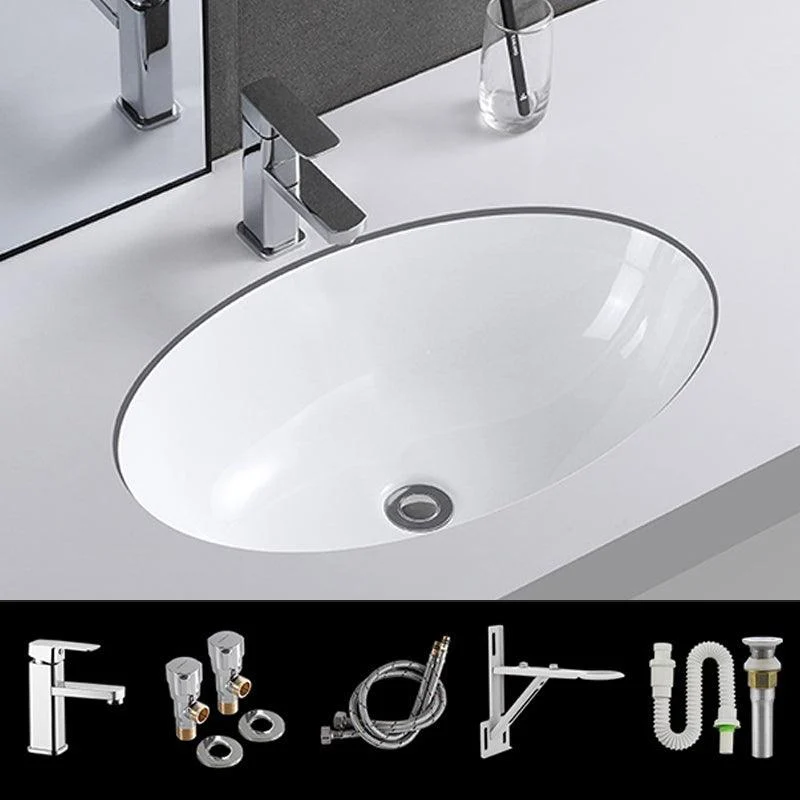 Traditional Undermount Vanity Sink Rectangular Porcelain with Pop-Up Drain Basin Sink -Bathlova